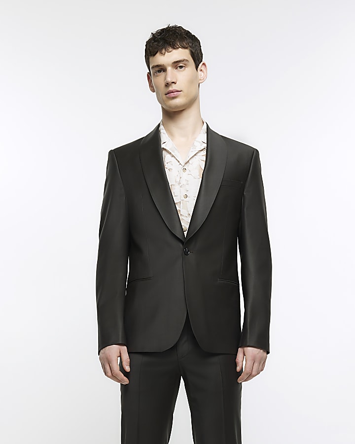 Brown slim fit premium suit jacket
