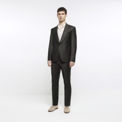 Brown slim fit premium suit jacket