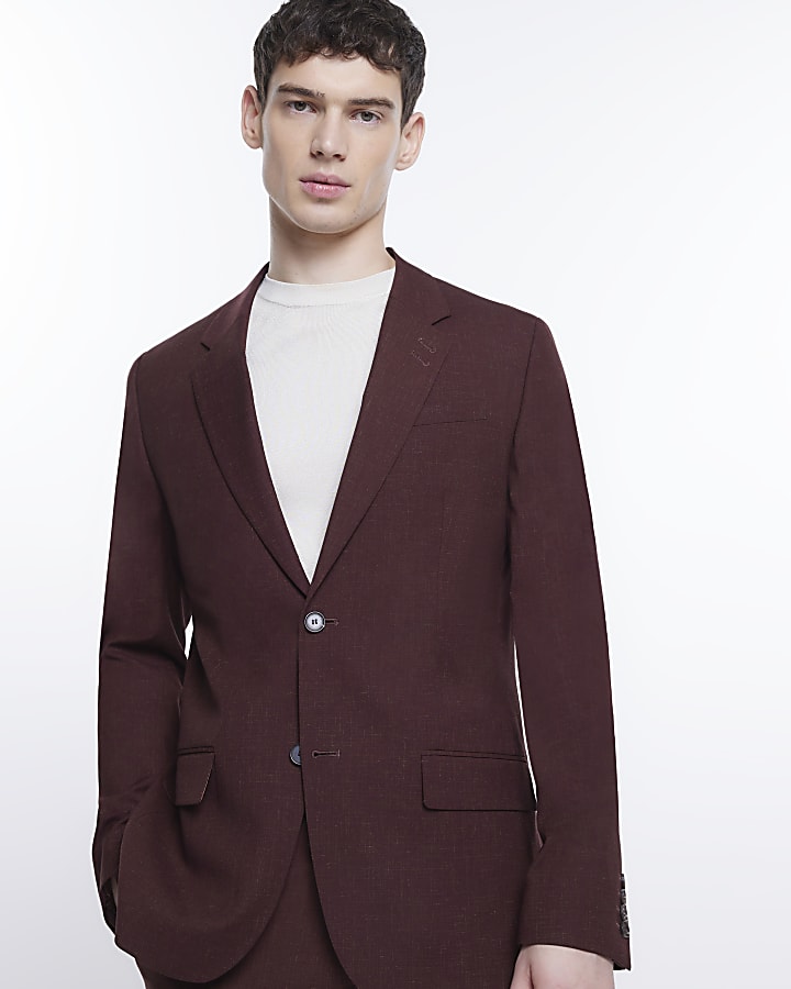 Brown slim fit suit jacket