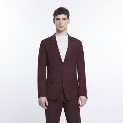 Brown slim fit suit jacket | River Island