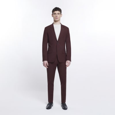 Brown slim fit suit jacket | River Island