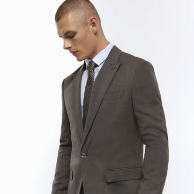 Regular Fit Wool-blend Jacket - Dark brown - Men