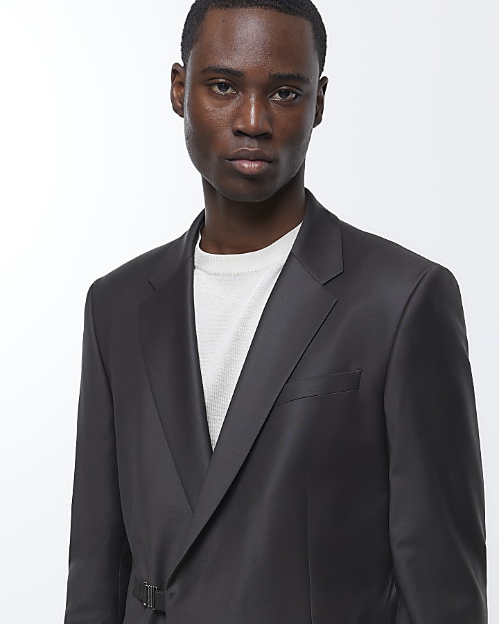 Brown slim fit wrap premium suit jacket