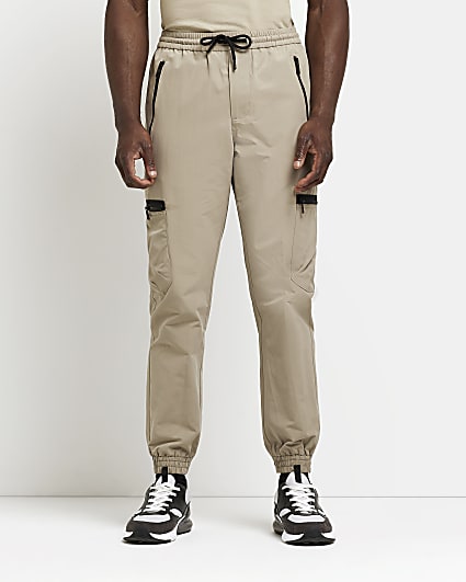 Brown Slim fit Zip Pocket Cargo trousers