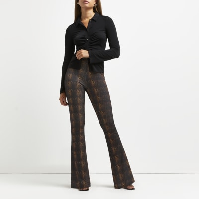 snake print flared trousers