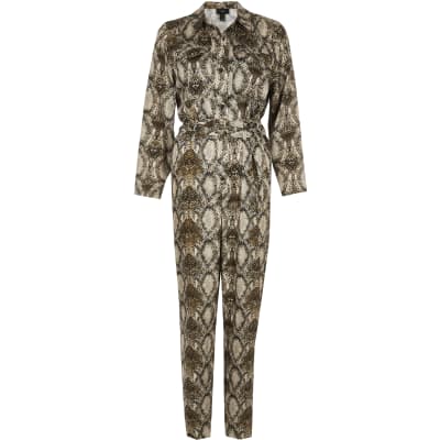 river island snake print playsuit