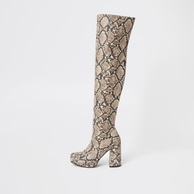printed over the knee boots