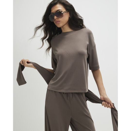 River Island Brown Soft Touch T-Shirt