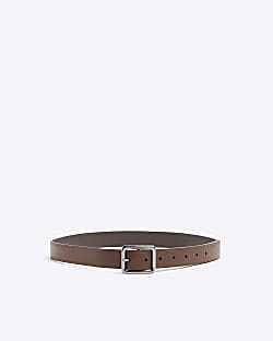 Brown square buckle belt