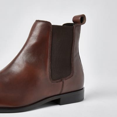 river island leather desert boots in light brown