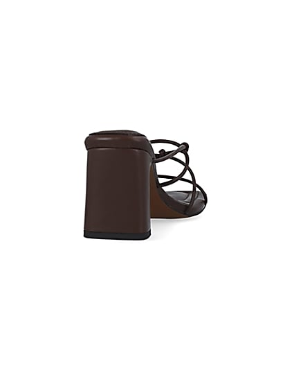 360 degree animation of product Brown strappy heeled sandals frame-10