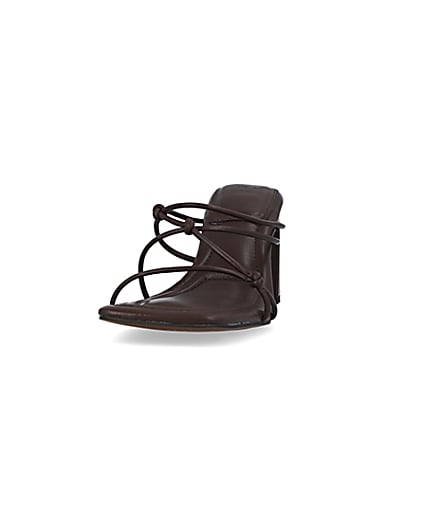 360 degree animation of product Brown strappy heeled sandals frame-22