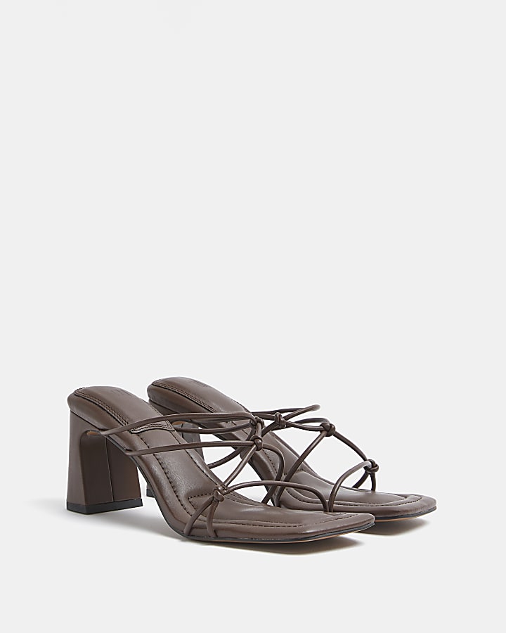 Brown strappy heeled sandals