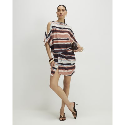 pink dress green jewellery Evie Joynes Green & Pink Meredith Mini Dress – The Norah Store main image 1