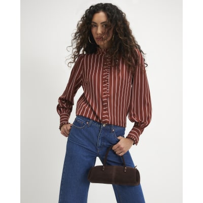 Stripe Frill Trim Blouse