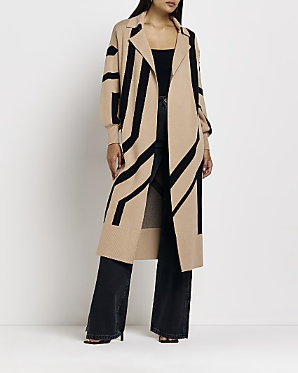 Brown stripe longline cardigan