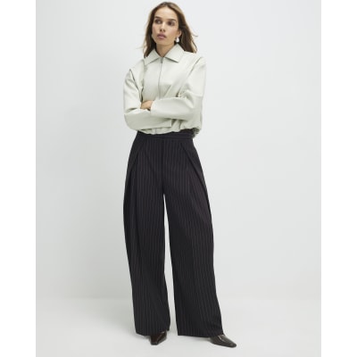 Brown Stripe Wide Leg Trousers