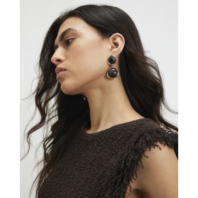 Brown Studio Marble Drop Earrings