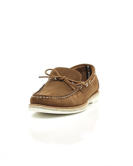 360 degree animation of product Brown suede boat shoe frame-2