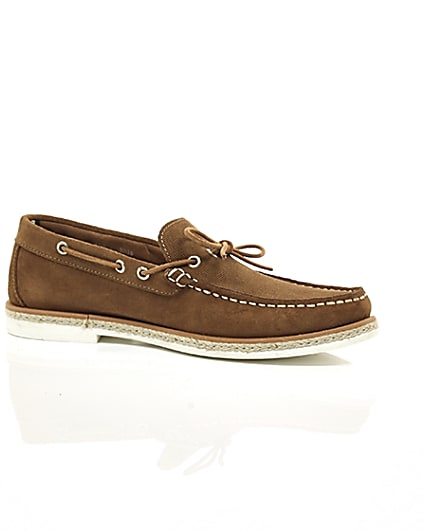 360 degree animation of product Brown suede boat shoe frame-8