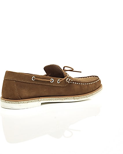 360 degree animation of product Brown suede boat shoe frame-12