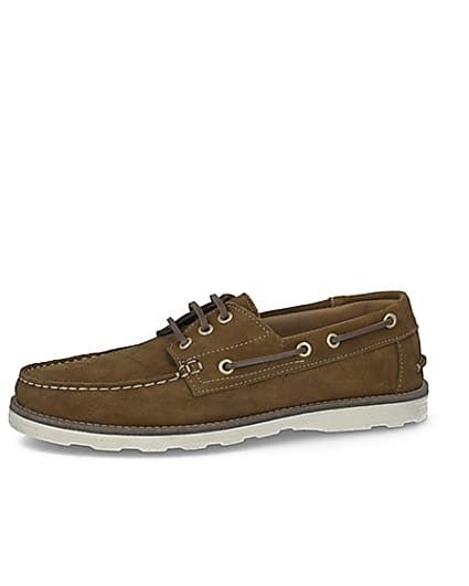 360 degree animation of product Brown suede boat shoes frame-2