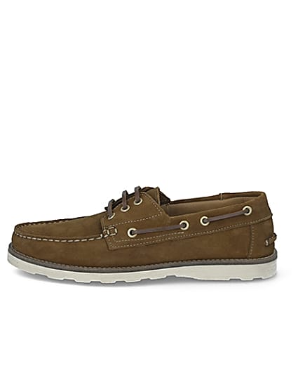 360 degree animation of product Brown suede boat shoes frame-3