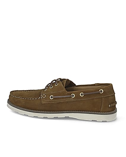 360 degree animation of product Brown suede boat shoes frame-4