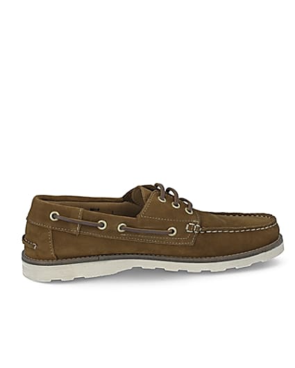 360 degree animation of product Brown suede boat shoes frame-14