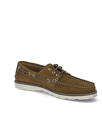 360 degree animation of product Brown suede boat shoes frame-17