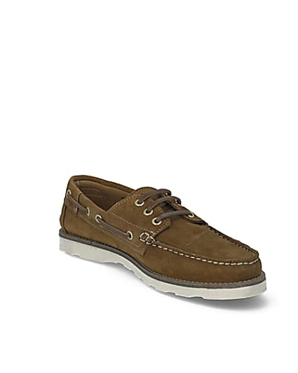 360 degree animation of product Brown suede boat shoes frame-18