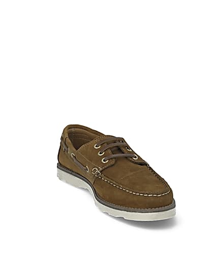 360 degree animation of product Brown suede boat shoes frame-19