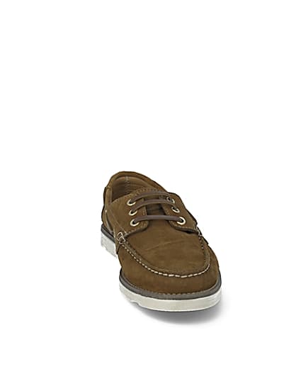 360 degree animation of product Brown suede boat shoes frame-20