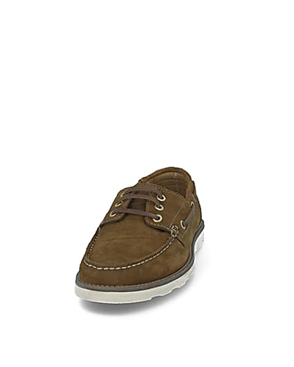 360 degree animation of product Brown suede boat shoes frame-22
