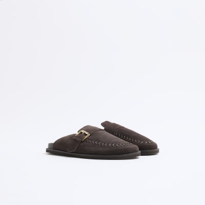 Suede Slipper River Island Slippers Mens CROSBY Cross Strap Slide