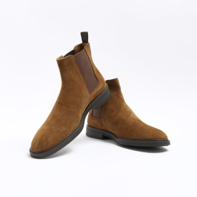 Brown suede Chelsea boots River Island