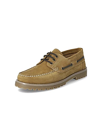 360 degree animation of product Brown suede chunky boat shoes frame-0