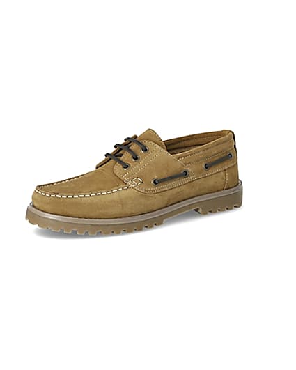 360 degree animation of product Brown suede chunky boat shoes frame-1