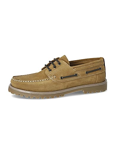 360 degree animation of product Brown suede chunky boat shoes frame-2