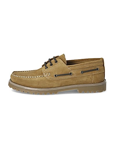 360 degree animation of product Brown suede chunky boat shoes frame-3