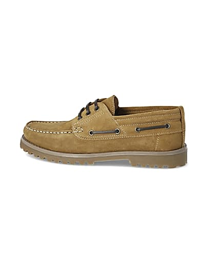 360 degree animation of product Brown suede chunky boat shoes frame-4
