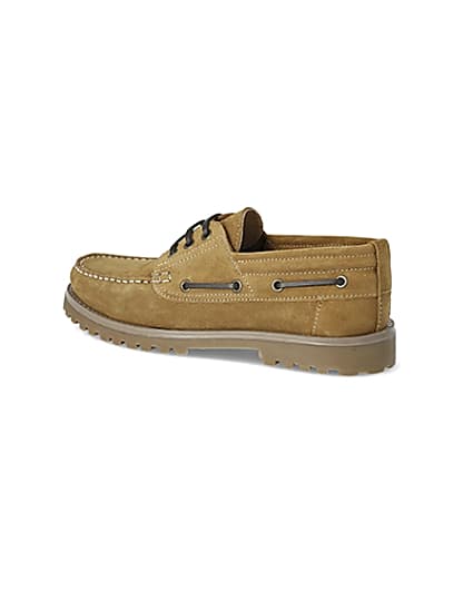 360 degree animation of product Brown suede chunky boat shoes frame-5