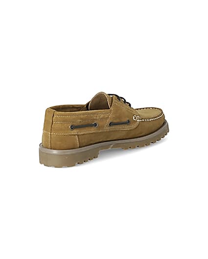 360 degree animation of product Brown suede chunky boat shoes frame-12