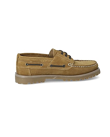 360 degree animation of product Brown suede chunky boat shoes frame-14