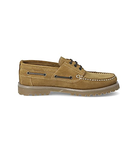 360 degree animation of product Brown suede chunky boat shoes frame-15
