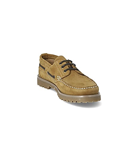 360 degree animation of product Brown suede chunky boat shoes frame-19