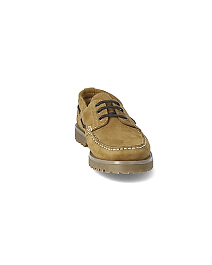 360 degree animation of product Brown suede chunky boat shoes frame-20