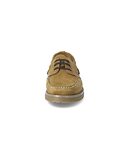 360 degree animation of product Brown suede chunky boat shoes frame-21