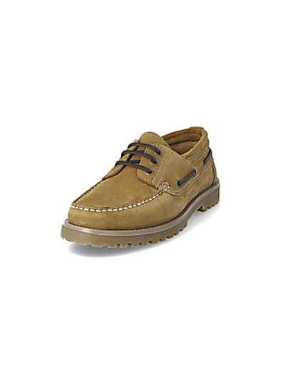 360 degree animation of product Brown suede chunky boat shoes frame-23