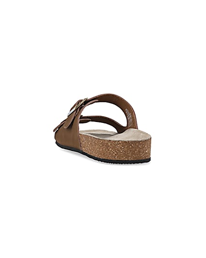 360 degree animation of product Brown suede double strap sandals frame-8